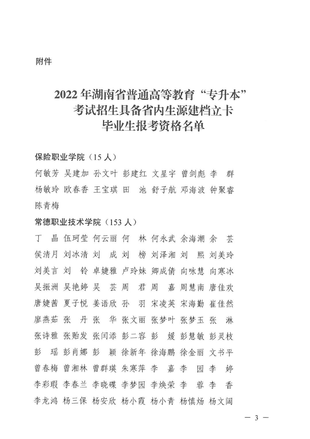 2022年湖南“專升本” 省內(nèi)生源建檔立卡畢業(yè)生報(bào)考資格審核結(jié)果的公示(圖3)