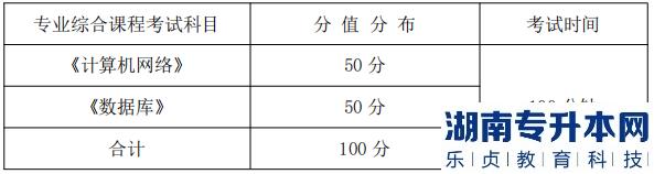 湖南信息學(xué)院專業(yè)綜合課程考試科目、分值分布及考試時(shí)間