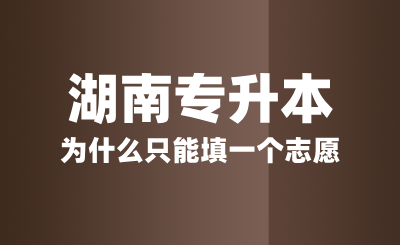 湖南專升本為什么只能填一個(gè)志愿？