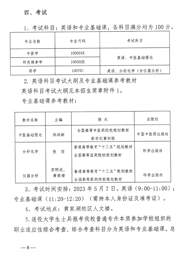 2023年湖北中醫(yī)藥大學(xué)普通專升本招生簡章公布！(圖6)